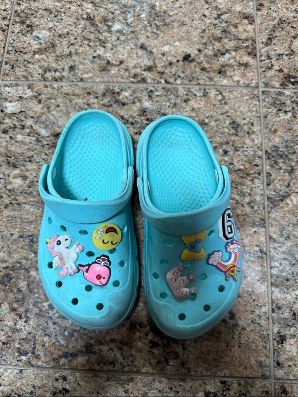CROCS Kids Turquoise Clog Sandals with Charms